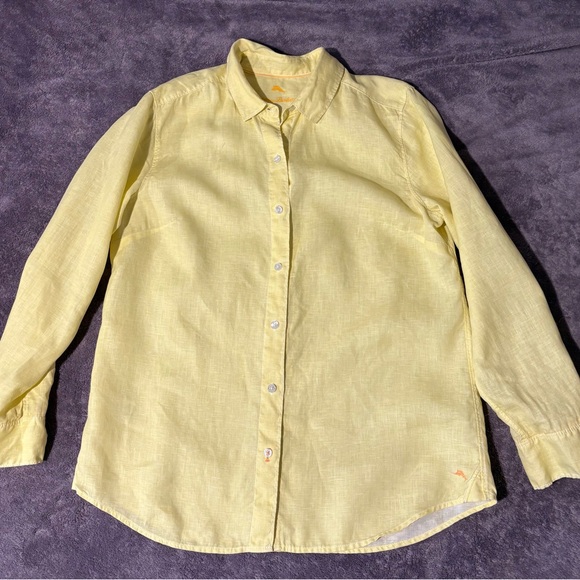 Tommy Bahama Tops - Tommy Bahama Light Yellow Casual Shirt 100% Linen
